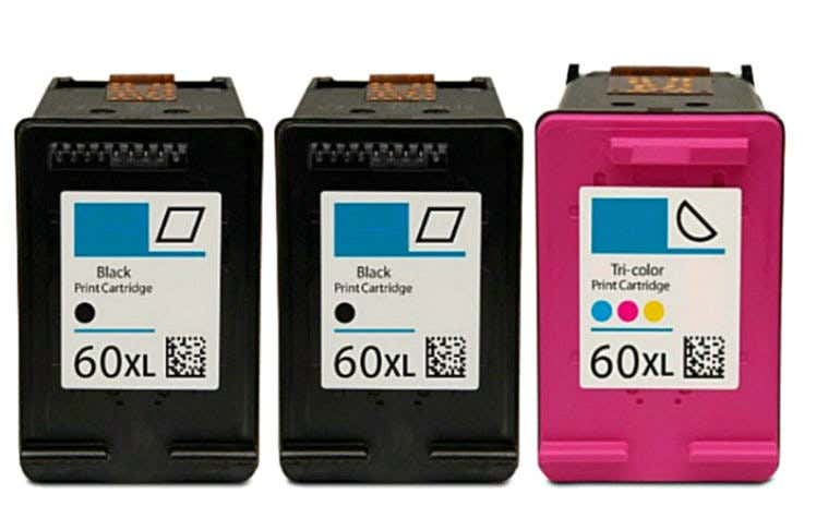 Combo 3 Pack of Remanufactured HP 60XL Ink Cartridges